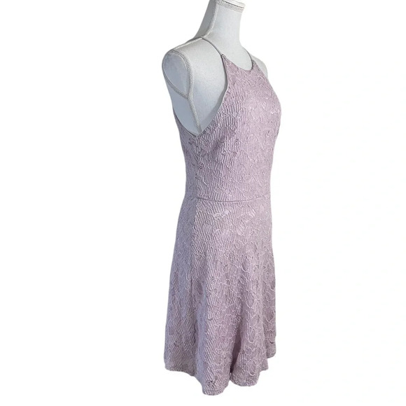 Aqua NEW Halter Top Dress Size Large Light Purple Lavender Lace Overlay Floral - Picture 2 of 10